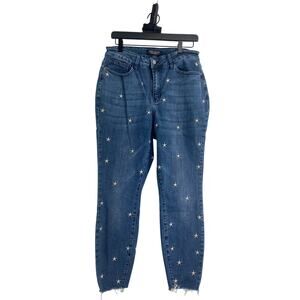 Judy Blue Star Embroidered Skinny Fit Jeans Size 14W High Rise JB88264 DK-CO